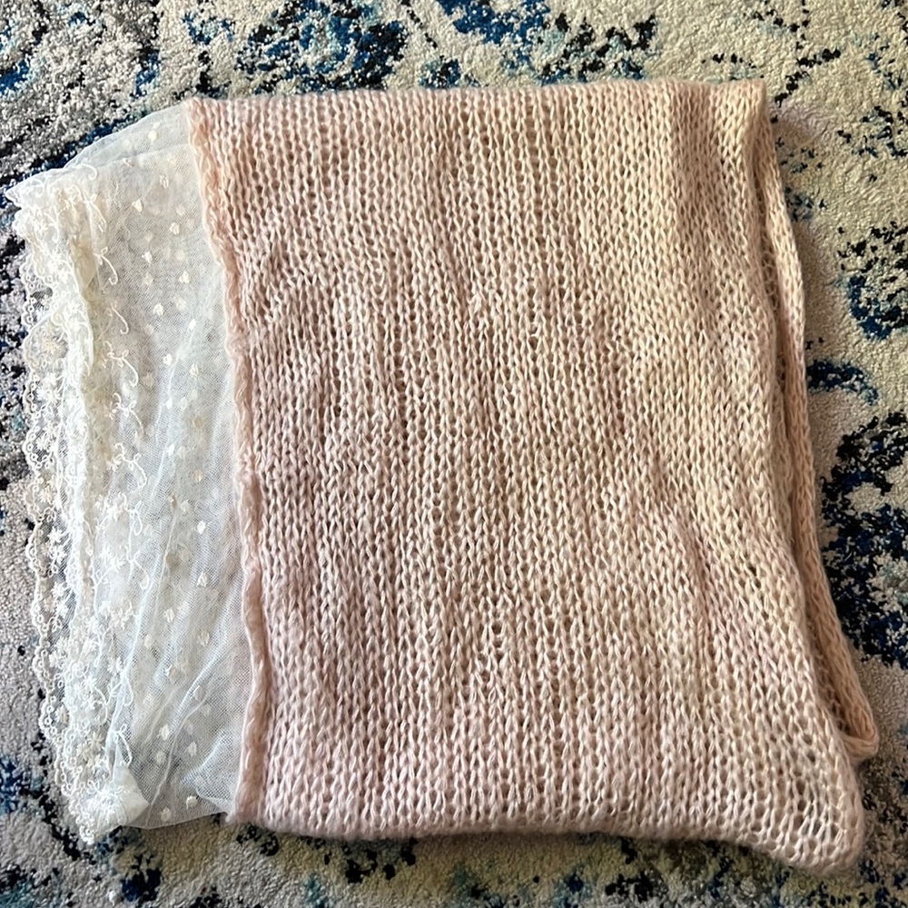 BP light pink scarf with lace trim